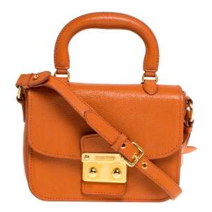 Miu Miu Orange Leather Madras Crossbody Bag