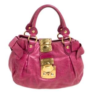 Miu Miu Pink Leather Bow Shoulder Bag