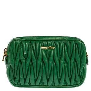 Miu Miu Green Matelasse Leather Mini Crossbody Bag