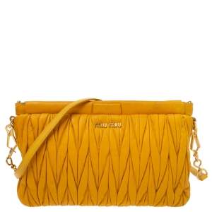 Miu Miu Yellow Metalasse Leather Crossbody Bag