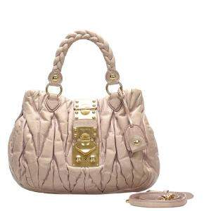 Pre Owned Miu Miu Pink Leather Bauletto Aperto Bag