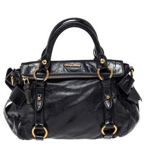 Miu Miu Black Leather Bow Satchel