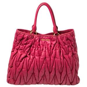 Miu Miu Fuchsia Pink Matelassé Leather Tote