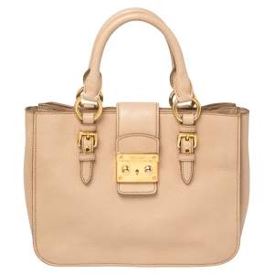 Miu Miu Pink Madras Leather Tote