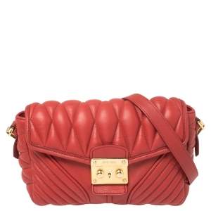 Miu Miu Red Quilted Leather Biker Shoulder Bag