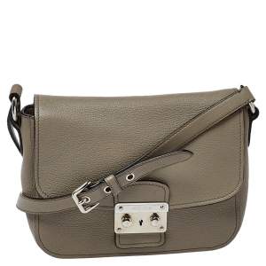 Miu Miu Argilla Grey Leather Madras Crossbody Bag 
