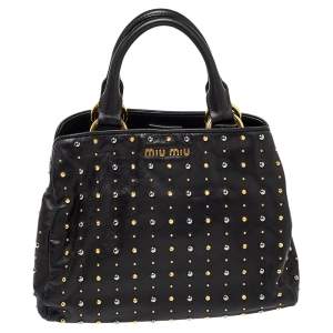 Miu Miu Black Leather Studded Satchel