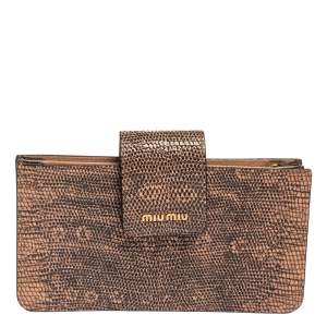 Miu Miu Pink/Black Lizard Embossed Leather Crossbody Bag