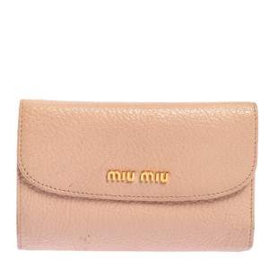 Miu Miu Pink Madras Leather Compact Wallet