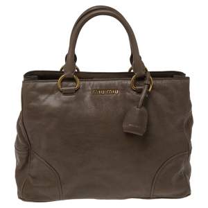 Miu Miu Beige Vitello Shine Leather Tote