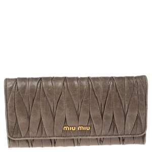 Miu Miu Grey Matelassé Leather Continental Wallet