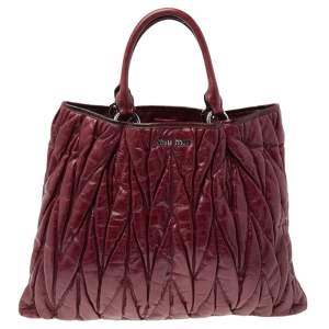 Miu Miu Burgundy Leather Shopping Tote