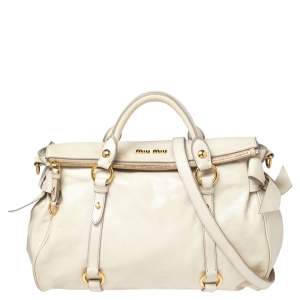 Miu Miu Off White Leather Bow Satchel