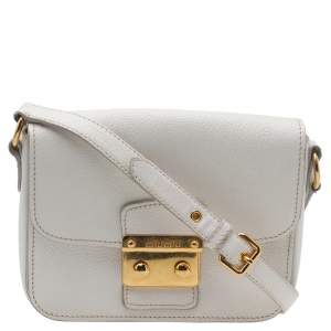 Miu Miu White Leather Madras Shoulder Bag