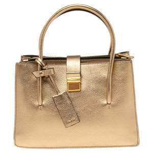 Miu Miu Metallic Gold Leather Pushlock Tote