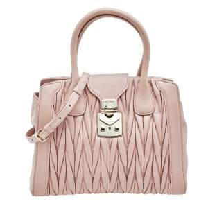 Miu Miu Pink Matelassé Leather Confidential Satchel