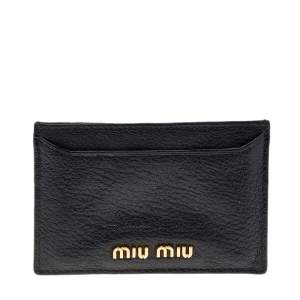 Pre Owned Miu Miu Black Leather Madras Card Holder