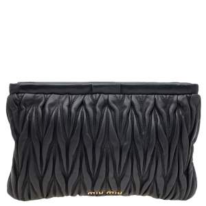 Miu Miu Black Metalassé Leather Clutch