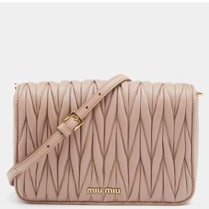 Miu Miu Beige Matelassé Leather Flap Shoulder Bag