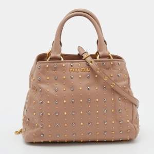 Miu Miu Dusty Pink Leather Studded Tote
