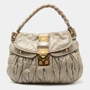 Miu Miu Beige Matelasse Glossy Leather Coffer Bag