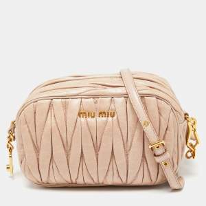 Miu Miu Dusty Pink Matelassé Leather Camera Shoulder Bag
