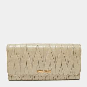 Miu Miu Olive Green Matelassé Leather Continental Wallet