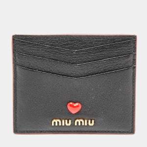 Miu Miu Black Leather Madras Love Card Holder