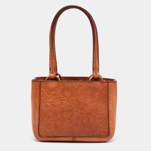 Miu Miu Brown Embossed Leather Tote