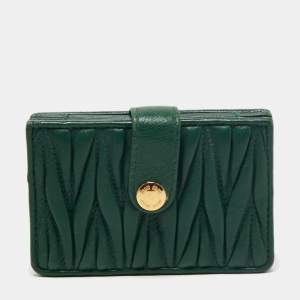 Miu Miu Green Matelasse Leather Card Holder