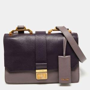 Miu Miu Two Tone Madras Leather Flap Crossbody Bag
