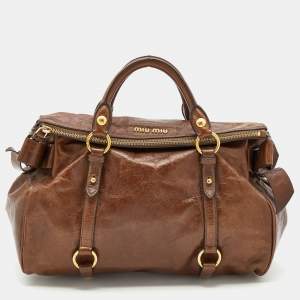 Miu Miu Brown Vitello Lux Leather Bow Bag