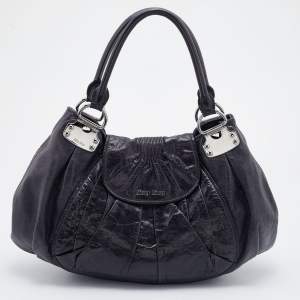 Miu Miu Deep Violet Leather Gathered Hobo 
