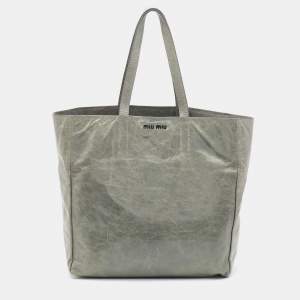 Miu Miu Pastel Green Leather Shopper Tote
