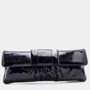 Miu Miu Black Patent Leather Long Flap Clutch