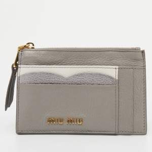 Miu Miu Grey/White Leather Card Holder