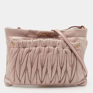 Miu Miu Pink Matelassé Leather Crossbody Bag 