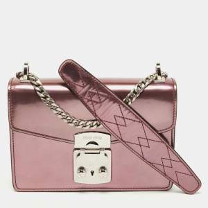 Miu Miu Pink Patent Leather Pushlock Flap Chain Crossbody Bag