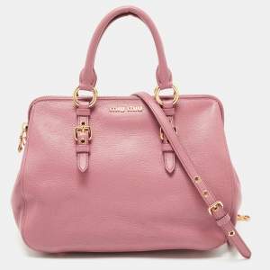 Pre Owned Miu Miu Old Rose Madras Leather Satchel