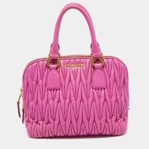 Miu Miu Fuchsia Matelasse Leather Zip Satchel