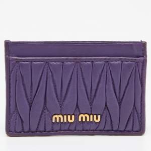 Miu Miu Purple Matelasse Leather Card Holder