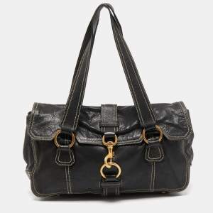 Miu Miu Black Leather Flap Shoulder Bag