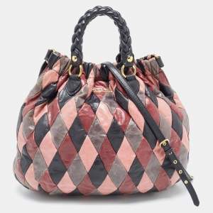 Miu Miu Multicolor Patchwork Leather Harlequin Hobo