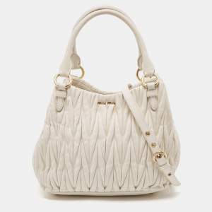 Miu Miu White Matelasse Leather Shoulder Bag