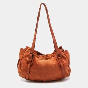 Miu Miu Brown Suede Drawstring Shoulder Bag