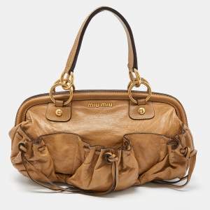 Miu Miu Beige Leather Satchel