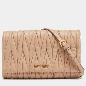 Miu Miu Beige Matelassé Leather Crossbody Bag