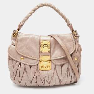 Miu Miu Pink Matelassé Leather Coffer Hobo
