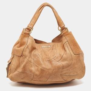 Miu Miu Beige Leather Patchwork Hobo