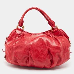 Miu Miu Red Vitello Lux Leather Satchel